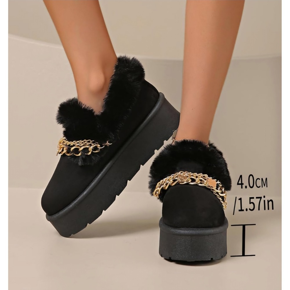 New Women's Carl Karida Black Faux Fur Suede Platform Mules/Mini Boots, Size 11